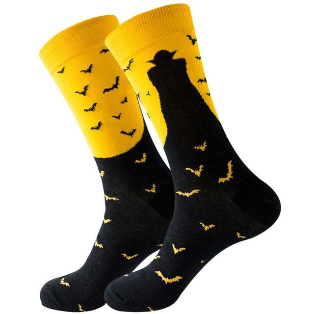 Dracula with Bats Socks (Adult Large - Men's Shoe Sizes 8 - 12)