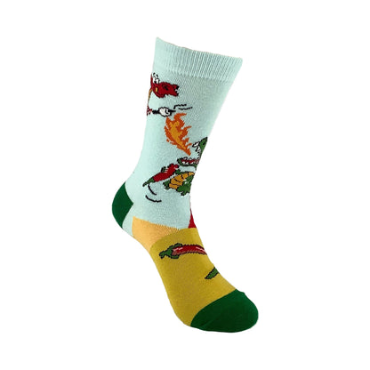 Dragon Pepper and Marshmallow Party Socks from the Sock Panda (Adult Small - Shoe Sizes 2 - 5)