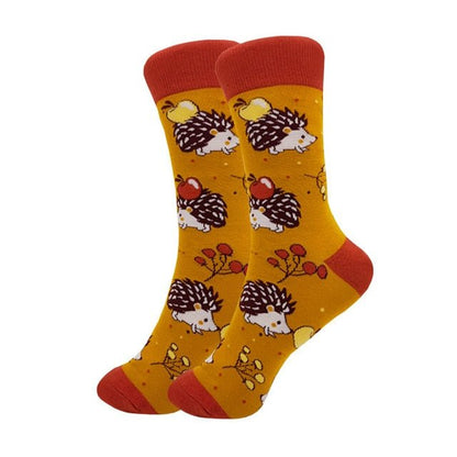 Fall Hedgehog Socks (Adult Medium - Women's Shoe Sizes 5 - 10)