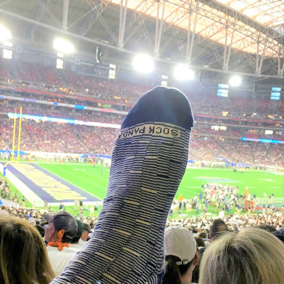 Fashionable Blue & Cream Pattern Socks from the Sock Panda