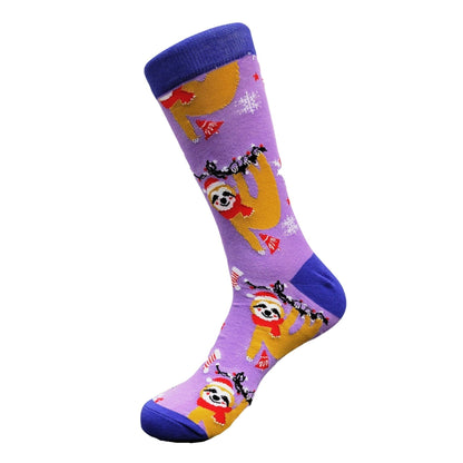 Festive Christmas Sloth Socks from the Sock Panda (Adult Large - Men's Shoe Sizes 8 - 12)