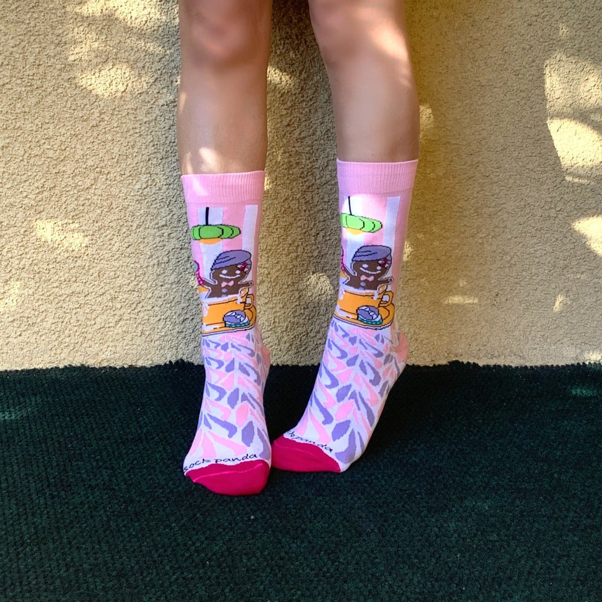 Gingerbread Man Taking a Milk Bath from the Sock Panda (Adult Medium - Women's Shoe Sizes 5 - 10)