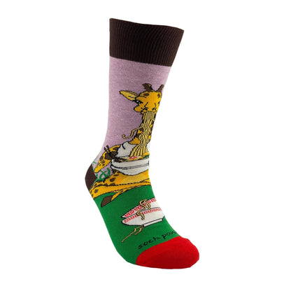 Giraffe Yogi Eating Ramen Socks from the Sock Panda (Adult Medium - Women's Shoe Sizes 5 - 10)
