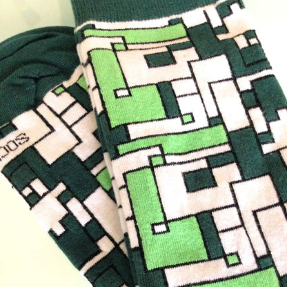 Green Tetris Patterned Office Socks from the Sock Panda