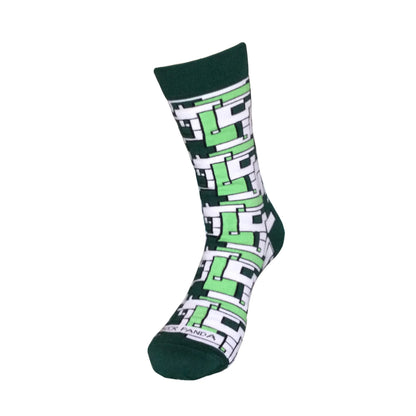 Green Tetris Patterned Office Socks from the Sock Panda