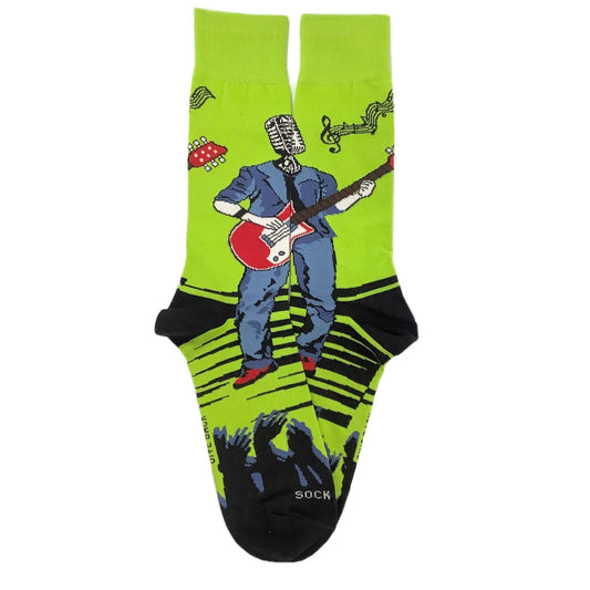 Guitar Singing Music Man Socks from the Sock Panda (Adult Large - Men's Shoe Sizes 8 - 12)