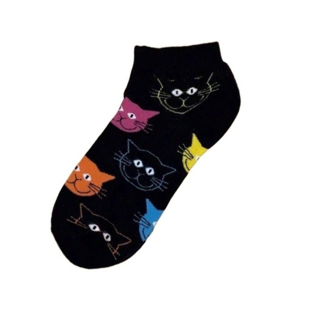 Happy Cat Face Pattern Ankle Socks (Adult Medium - Women's Shoe Sizes 5 - 10)