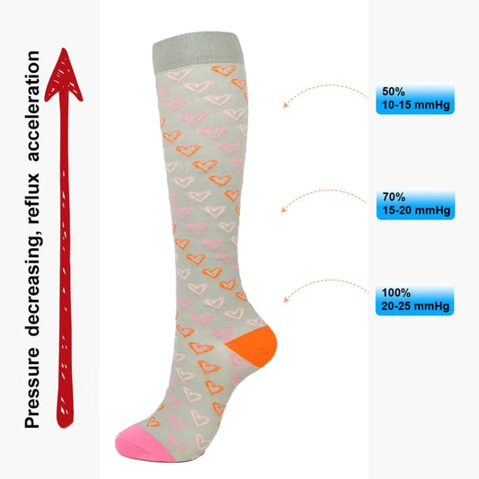 Heart Patterned Knee High (Compression Socks)