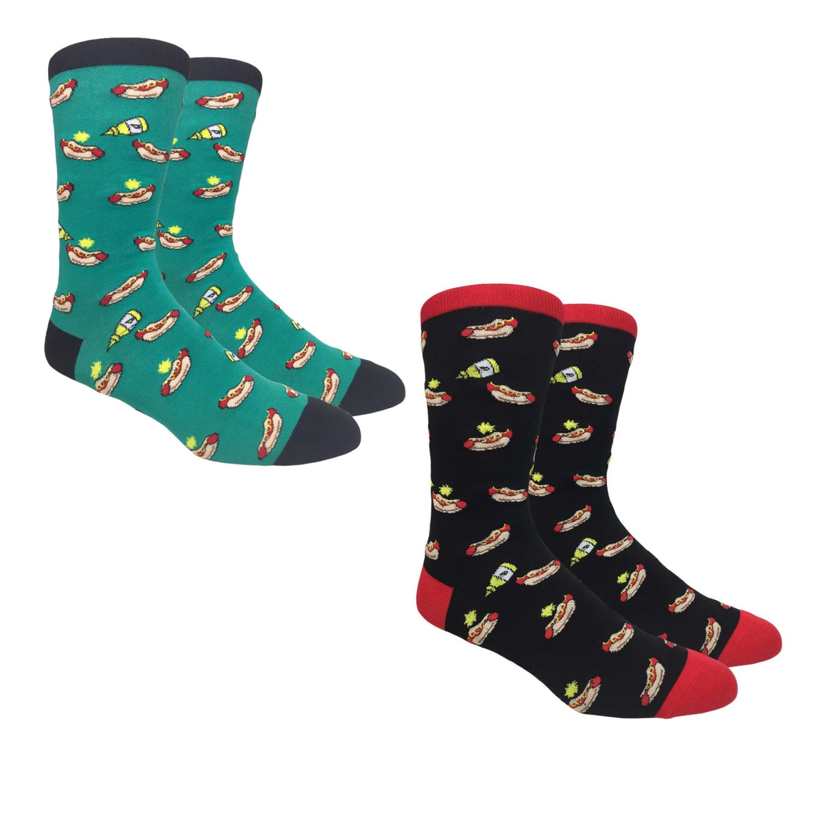 Hot Dogs and Mustard Socks (Adult Large - Men's Shoe Sizes 8 - 12)