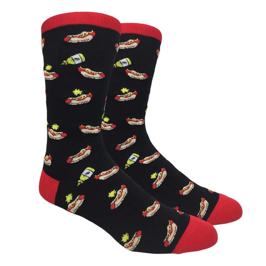 Hot Dogs and Mustard Socks (Adult Large - Men's Shoe Sizes 8 - 12)