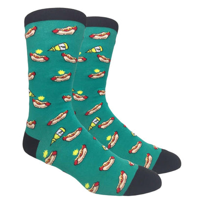 Hot Dogs and Mustard Socks (Adult Large - Men's Shoe Sizes 8 - 12)