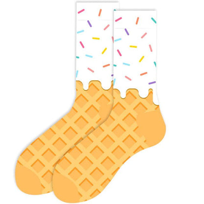 Ice Cream Cone Socks (Adult Medium - Women's Shoe Sizes 5 - 10)