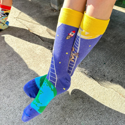 It is Good to Dream - Monkey Climbing Ladder to the Moon Socks from the Sock Panda (Adult Small - Shoe Sizes 2-5)