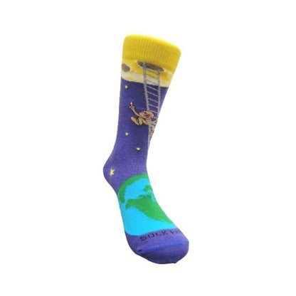 It is Good to Dream - Monkey Climbing Ladder to the Moon Socks from the Sock Panda (Adult Small - Shoe Sizes 2-5)