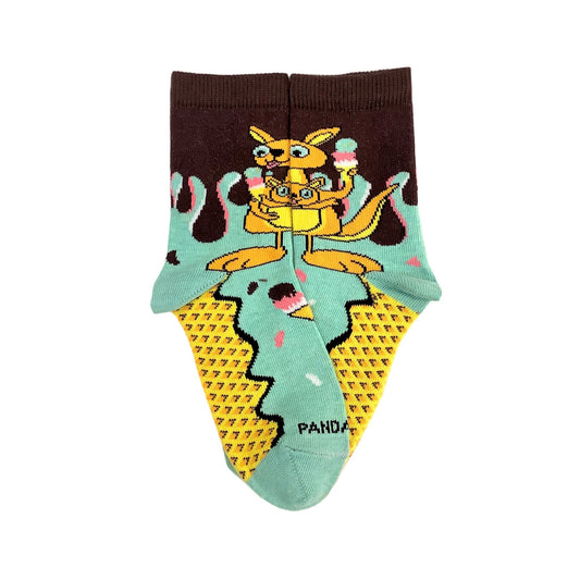 Kangaroo Ice Cream Day Socks (Ages 3 - 7) from the Sock Panda