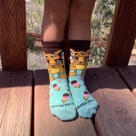 Kangaroo Ice Cream Day Socks (Ages 3 - 7) from the Sock Panda