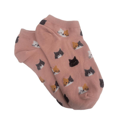 Kitty Cat Face Patterned Short Ankle Socks (Adult Medium - Women's Shoe Sizes 5 - 10)