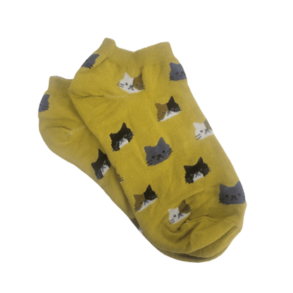 Kitty Cat Face Patterned Short Ankle Socks (Adult Medium - Women's Shoe Sizes 5 - 10)
