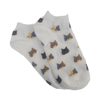 Kitty Cat Face Patterned Short Ankle Socks (Adult Medium - Women's Shoe Sizes 5 - 10)