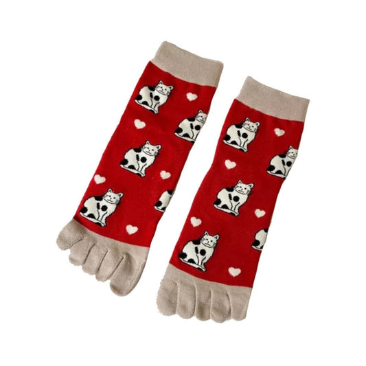 Kitty Cat Pattern Toe Socks (Adult Medium - Women's Shoe Sizes 5 - 10)