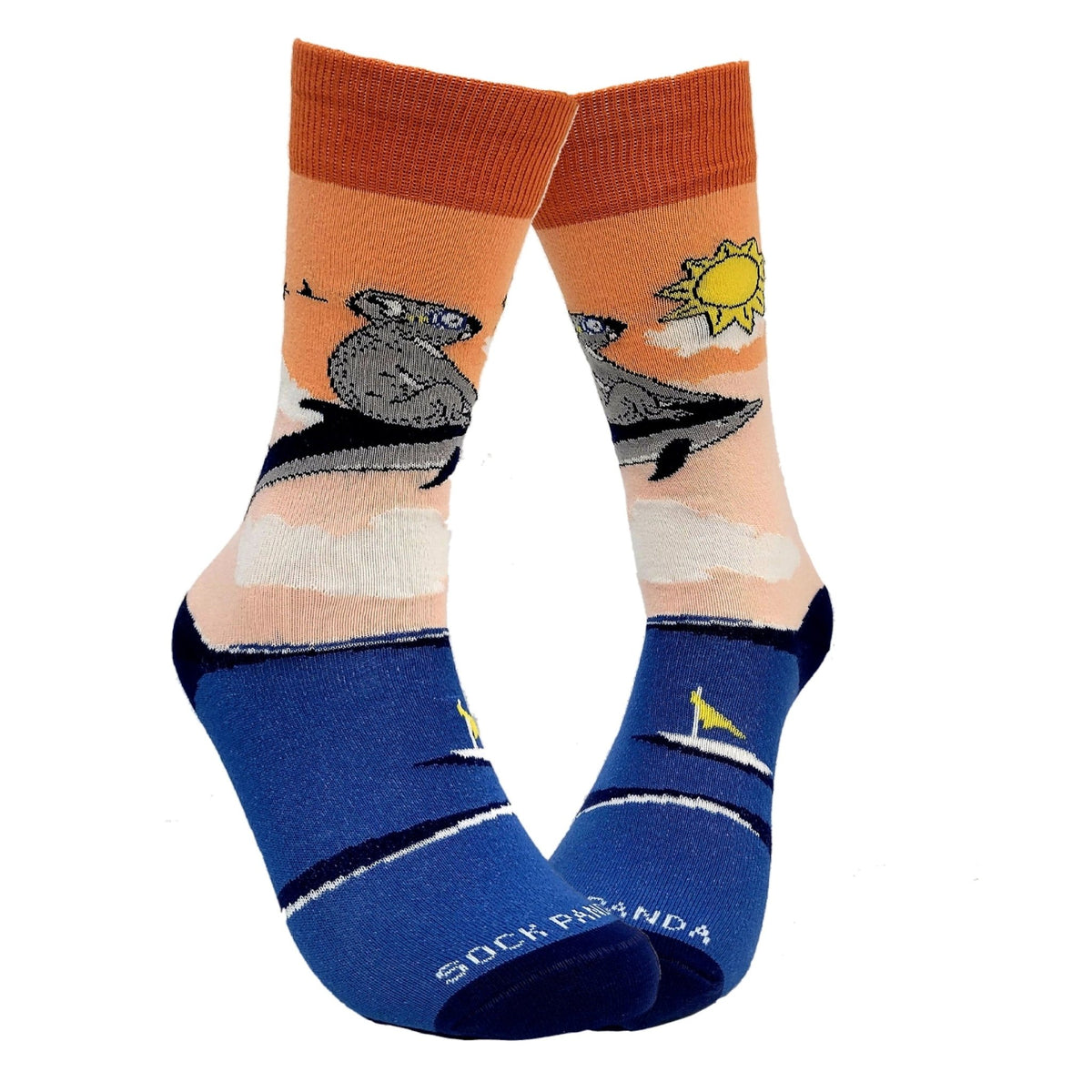 Koala Riding a Dolphin Socks from the Sock Panda (Adult Small - Shoe Sizes 2 - 5)