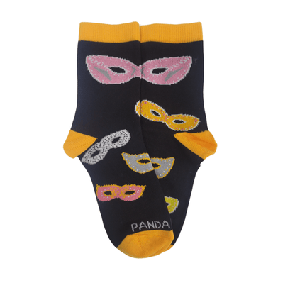 Masquerade Mask Socks with Orange Trim (Ages 3 - 7)