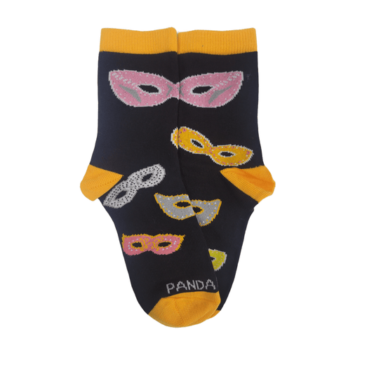 Masquerade Mask Socks with Orange Trim (Ages 3 - 7)