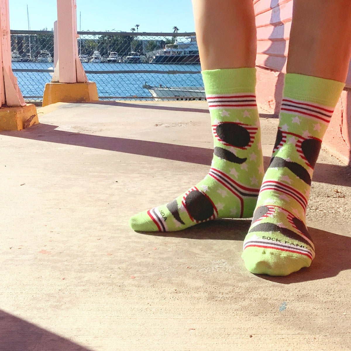 Mustache and Sunglasses Socks (Adult Small - Shoe Sizes 2 - 5)