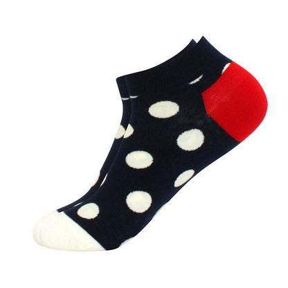 Navy Blue with White Polka Dots Ankle Socks (Adult Medium - Women's Shoe Sizes 5 - 10)