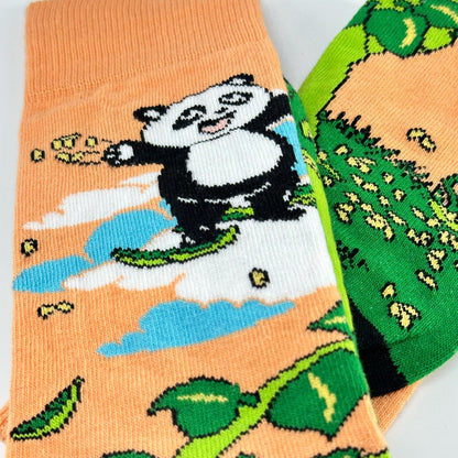 Panda and the Beanstalk Socks from the Sock Panda (Adult Small - Shoe Sizes 2 - 5)