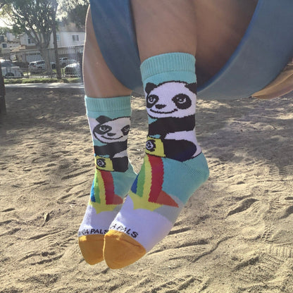 Panda Hugging Rainbow Socks from the Sock Panda (Ages 3 - 7)