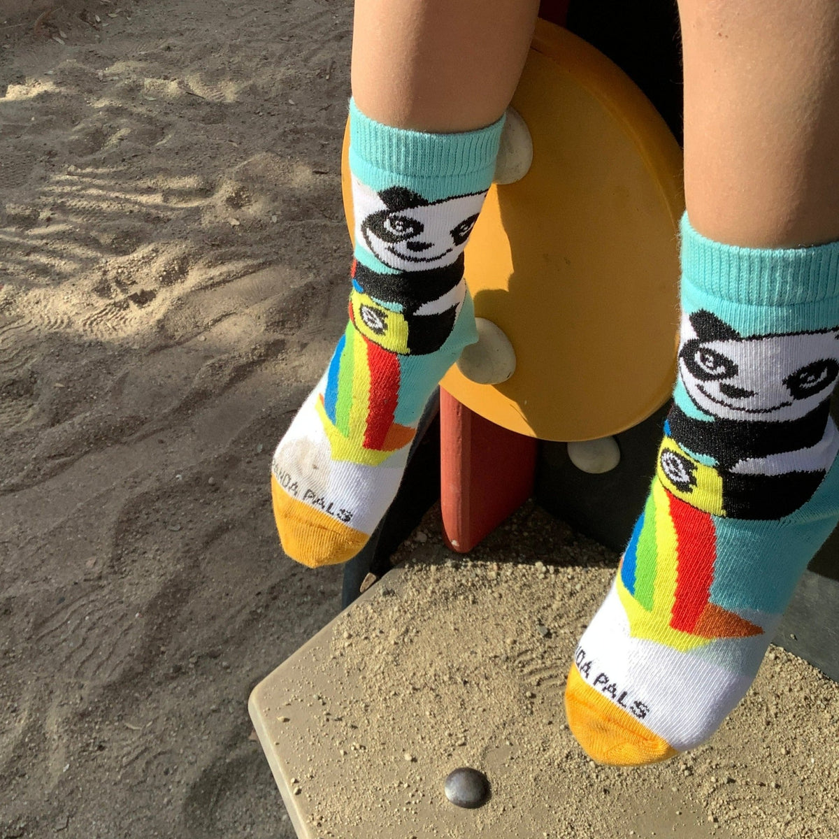 Panda Hugging Rainbow Socks from the Sock Panda (Ages 3 - 7)