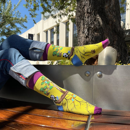 Pandas Watering the Sock Joshua Tree from the Sock Panda (Adult Medium - Women's Shoe Sizes 5 - 10)