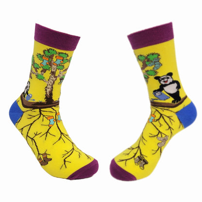 Pandas Watering the Sock Joshua Tree from the Sock Panda (Adult Medium - Women's Shoe Sizes 5 - 10)