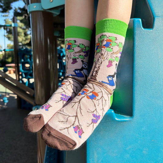 Pandas Watering the Sock Joshua Tree from the Sock Panda (Adult Small - Shoe Sizes 2 - 5)