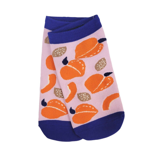 Peach Patterned Ankle Socks (Adult Medium - Women's Shoe Sizes 5 - 10)
