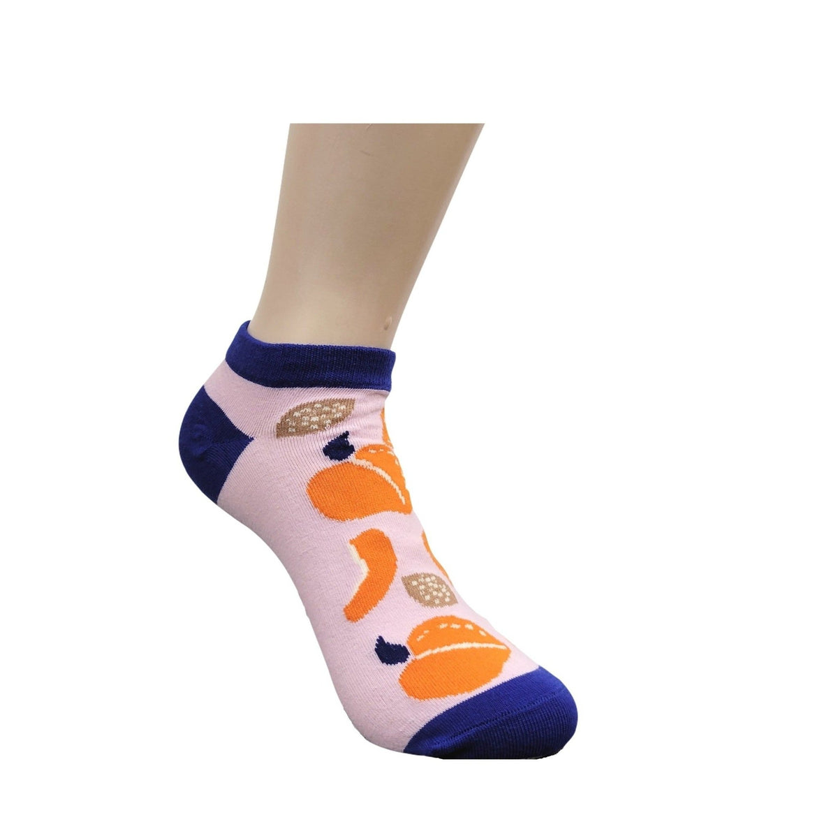Peach Patterned Ankle Socks (Adult Medium - Women's Shoe Sizes 5 - 10)