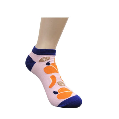Peach Patterned Ankle Socks (Adult Medium - Women's Shoe Sizes 5 - 10)