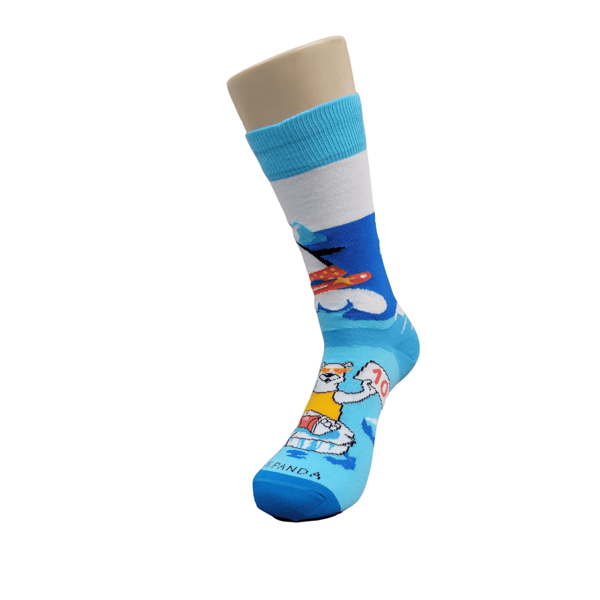 Penguin Surfing with a Cool Polar Bear Socks from the Sock Panda (Adult Small - Shoe Sizes 2 - 5)