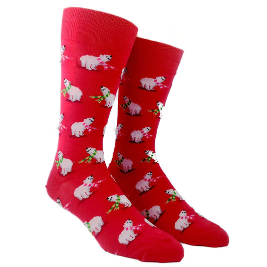 Polar Bear Festive Holiday Socks (Adult Large - Men's Shoe Sizes 8 - 12)