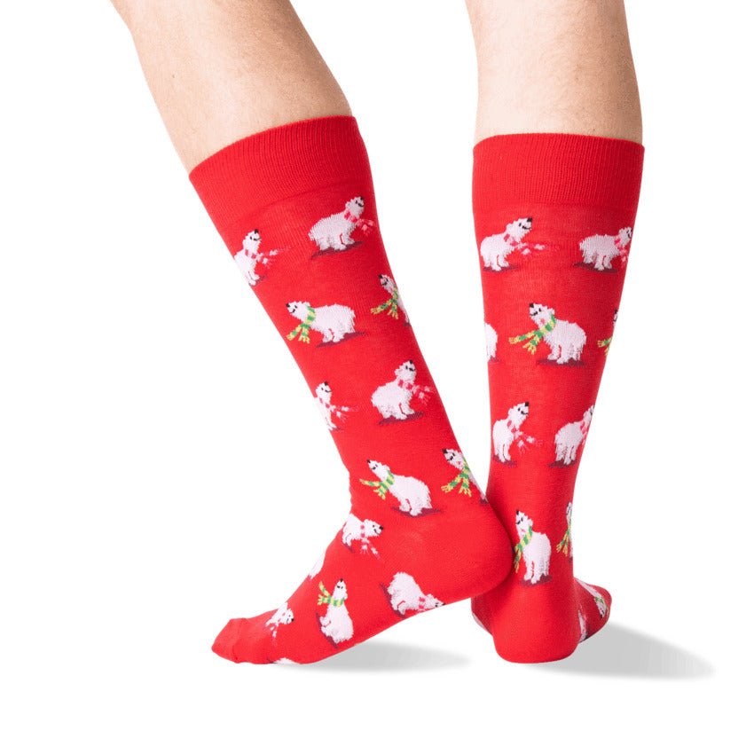 Polar Bear Festive Holiday Socks (Adult Large - Men's Shoe Sizes 8 - 12)