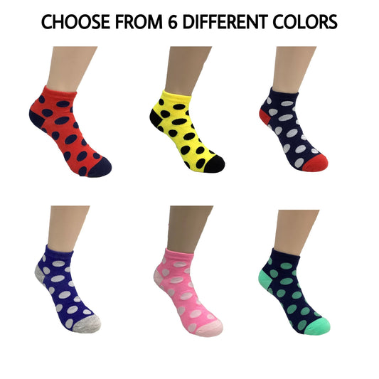 Polka Dot Patterned Ankle Socks (Adult Medium - Women's Shoe Sizes 5 - 10)