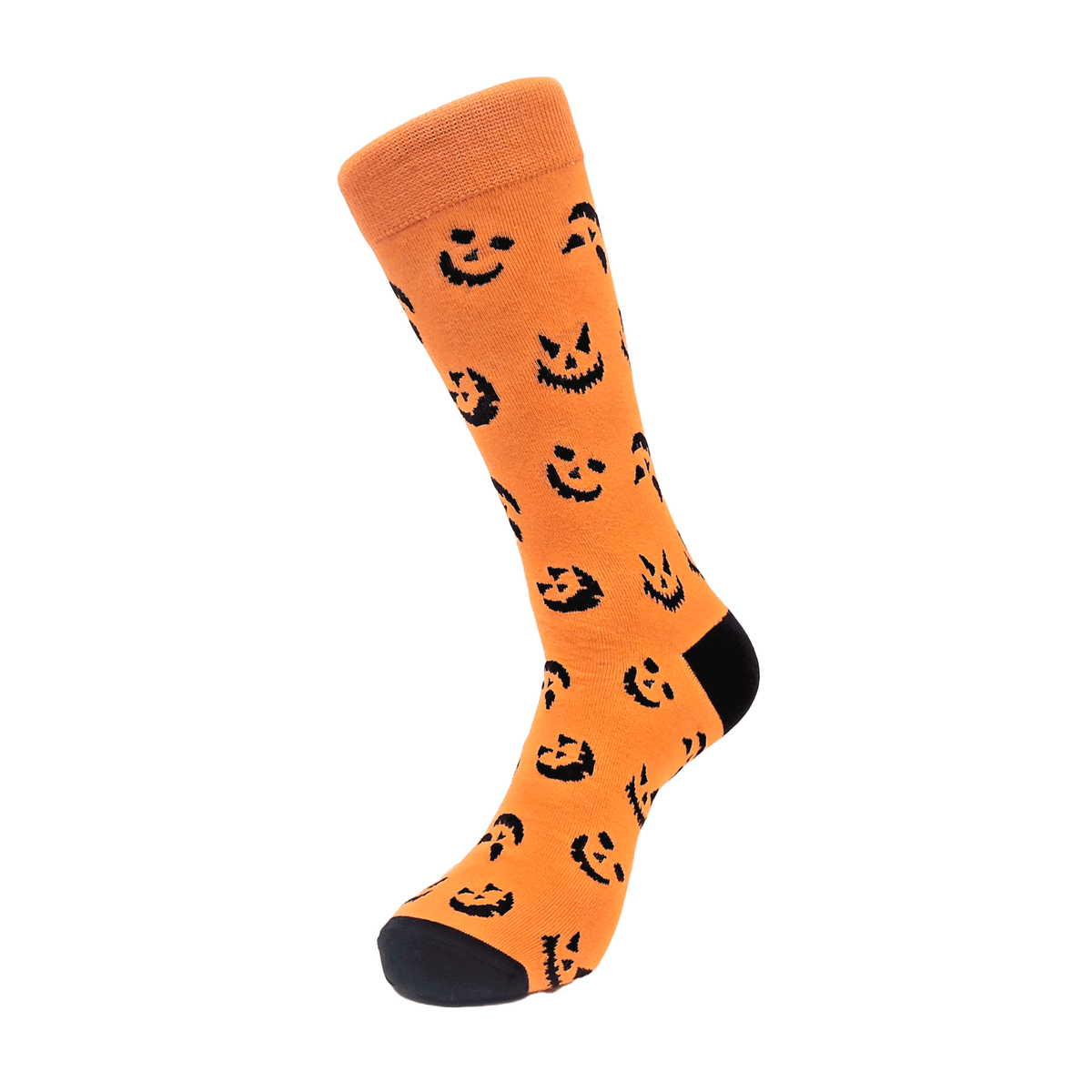 Pumpkin Face Patterned Socks (Adult Large - Men's Shoe Sizes 8 - 12)