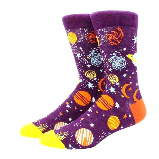 Purple Outer Space Socks With Planets (Adult Large - Men's Shoe Sizes 8 - 12) from the Sock Panda