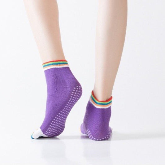 Purple Yoga Rainbow Toe Socks (Adult Medium - Women's Shoe Sizes 5 - 10)