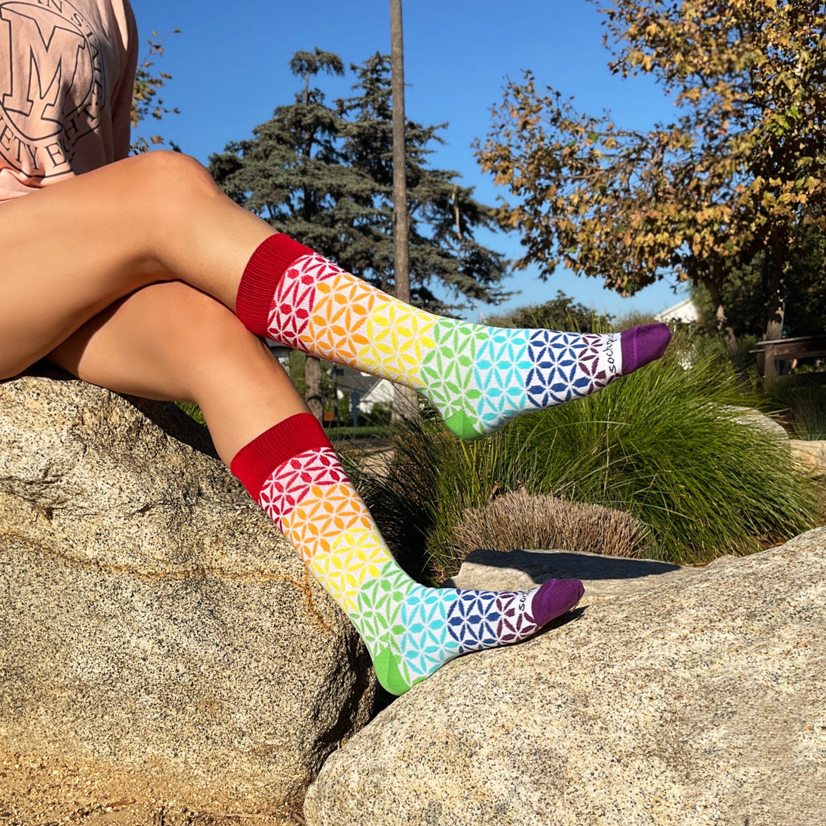 Rainbow Flower Pattern Socks from the Sock Panda (Adult Medium - Women's Shoe Sizes 5 - 10)