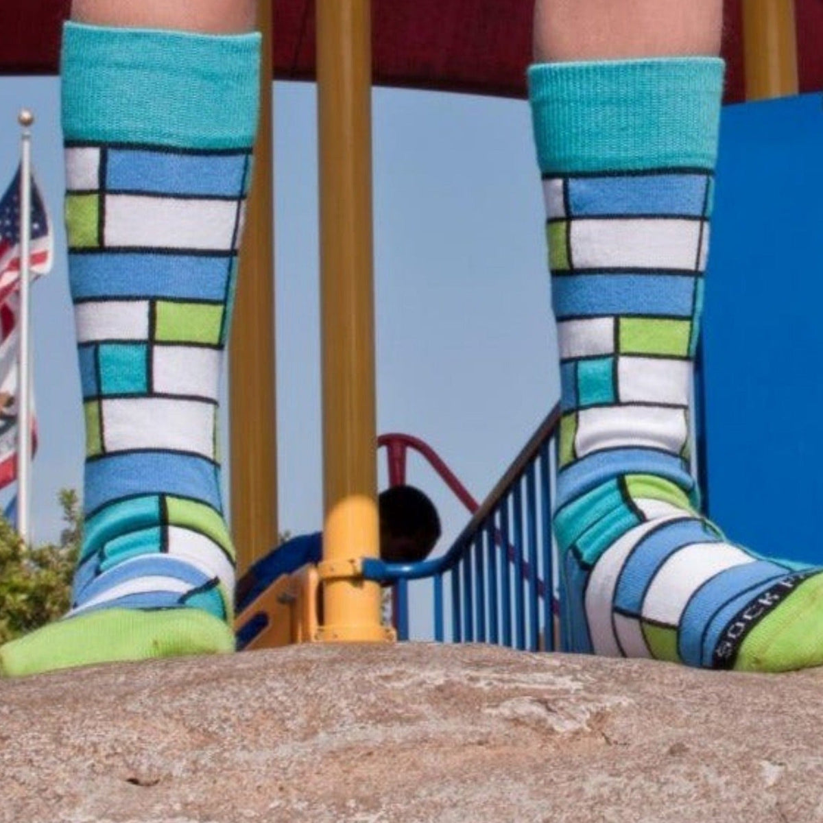 Rectangle Block Pattern Socks for Tweens