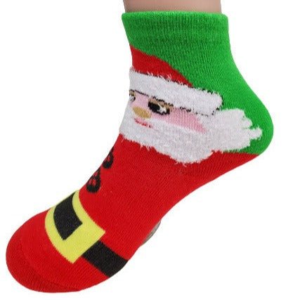 Santa Claus Socks with Fuzzy Beard for Kids (Ages 1 - 2 & 3 - 5, 5 - 7)