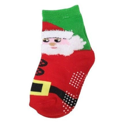 Santa Claus Socks with Fuzzy Beard for Kids (Ages 1 - 2 & 3 - 5, 5 - 7)