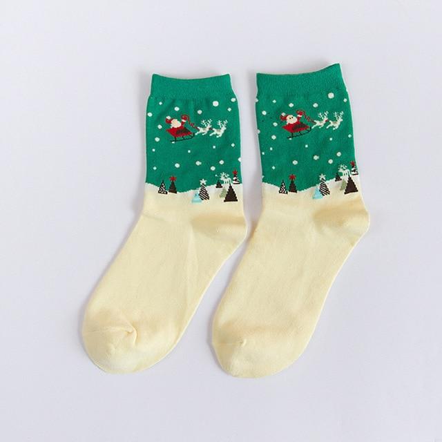 Santa Claus with his Reindeer Socks (Adult Medium - Women's Shoe Sizes 5 - 10)